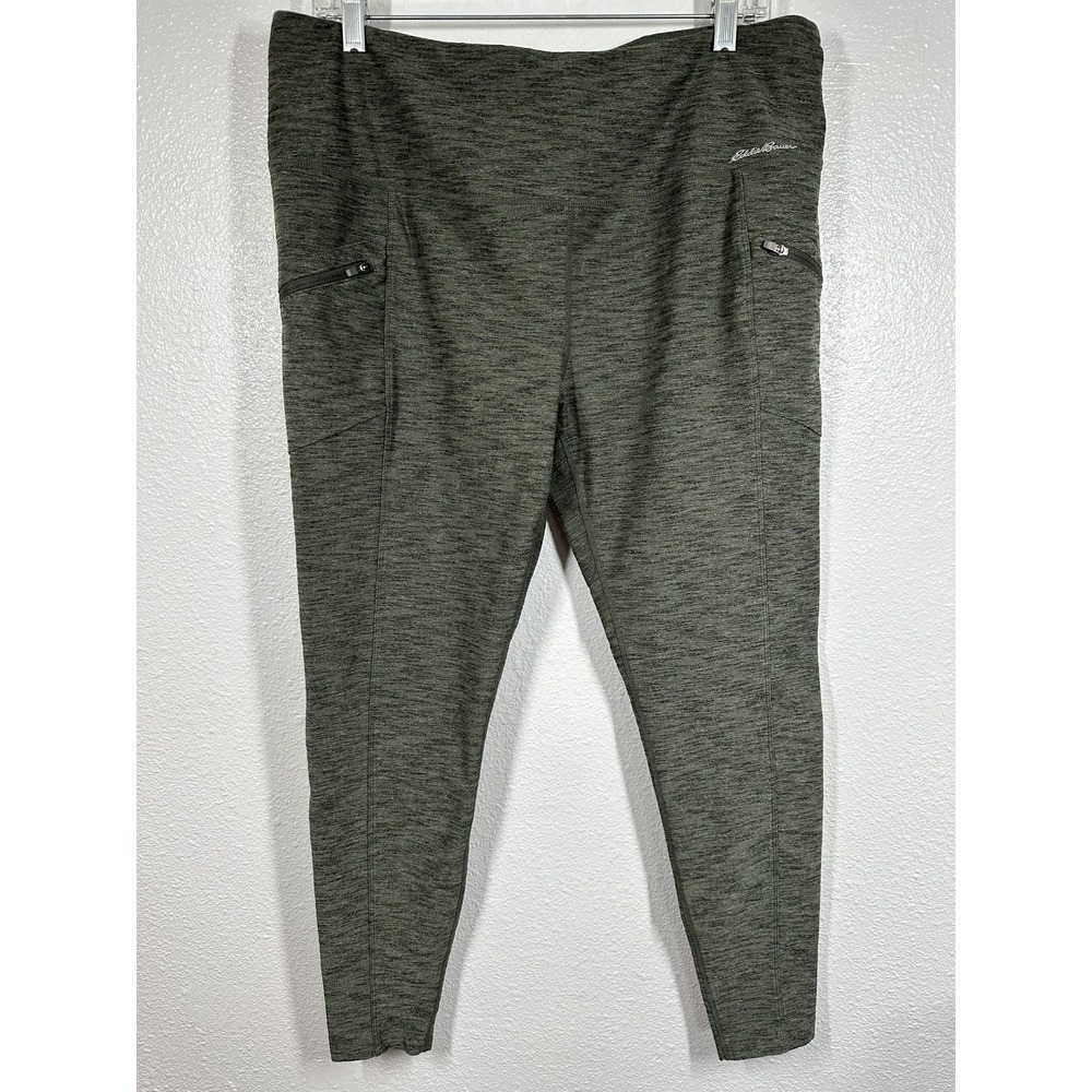 Eddie Bauer Pants Womens XL Gray Heathered Tapered Zip Pockets Athleisure Active